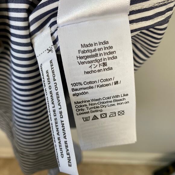 J. Crew Classic-fit Crisp Cotton Poplin Shirtdress Blue Striped Old Money Size 0 - Picture 11 of 12